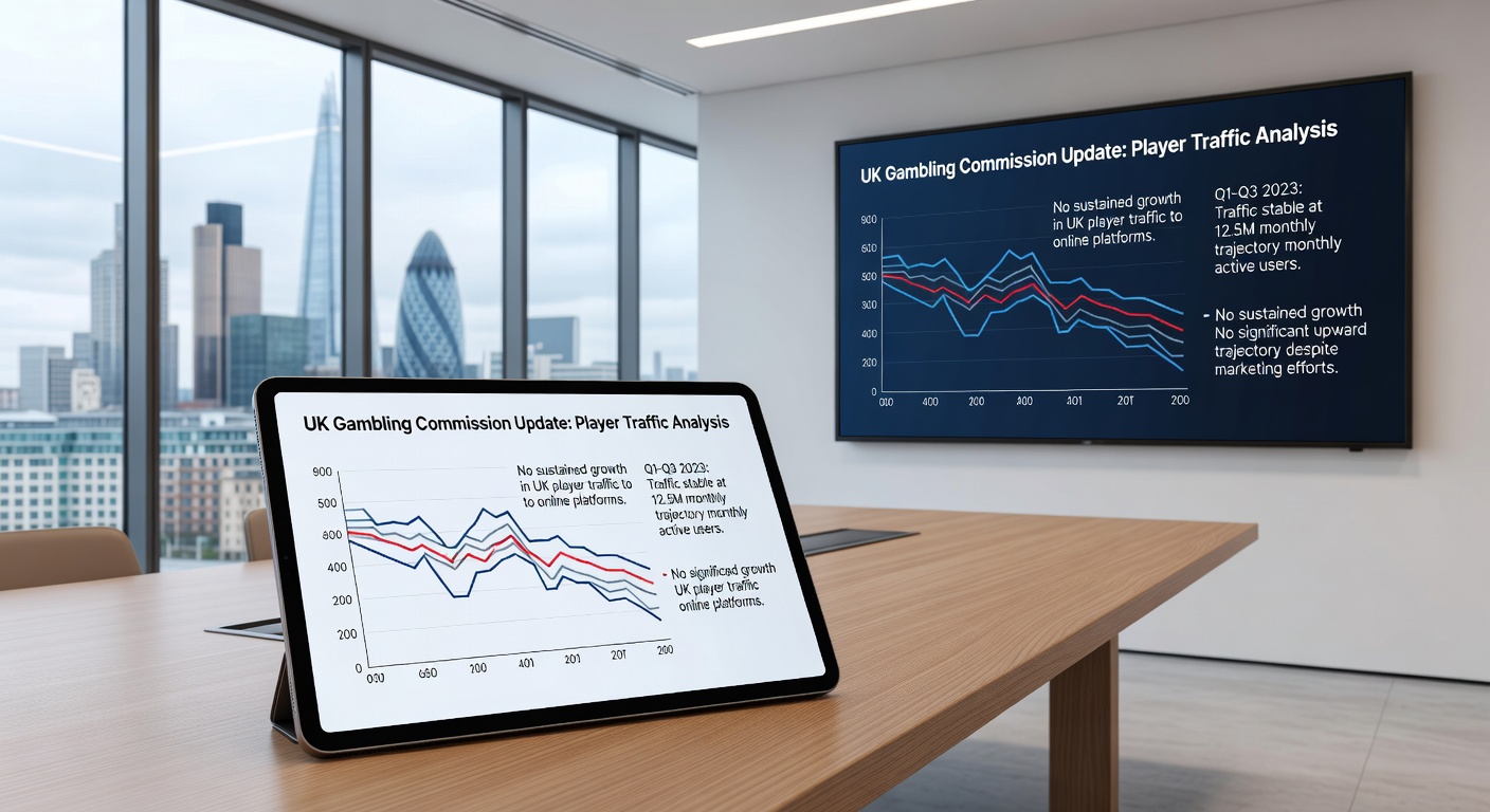 Graph showing rising UK traffic to unlicensed casinos from November 2025 to January 2026, with overlaid icons of warning signs for fraud and player harm