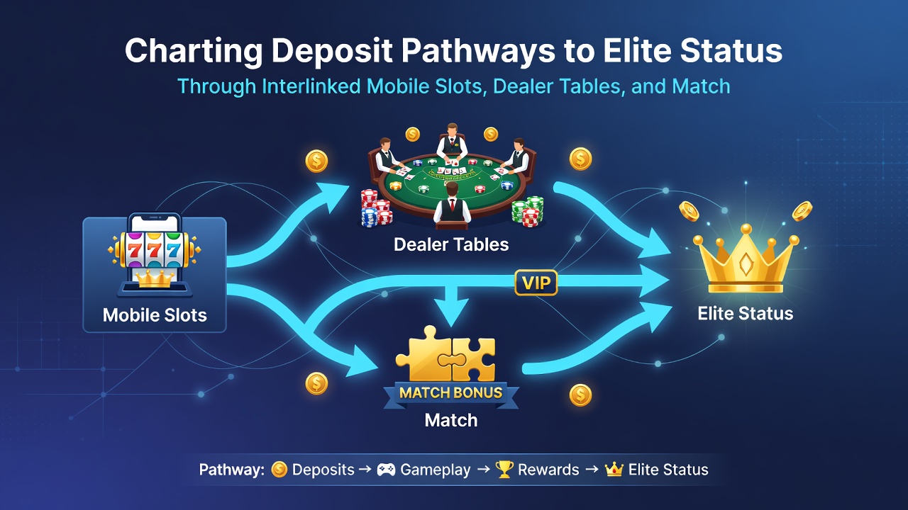 Dashboard view of VIP tier progression with deposit contributions from slots, tables, and sports bets