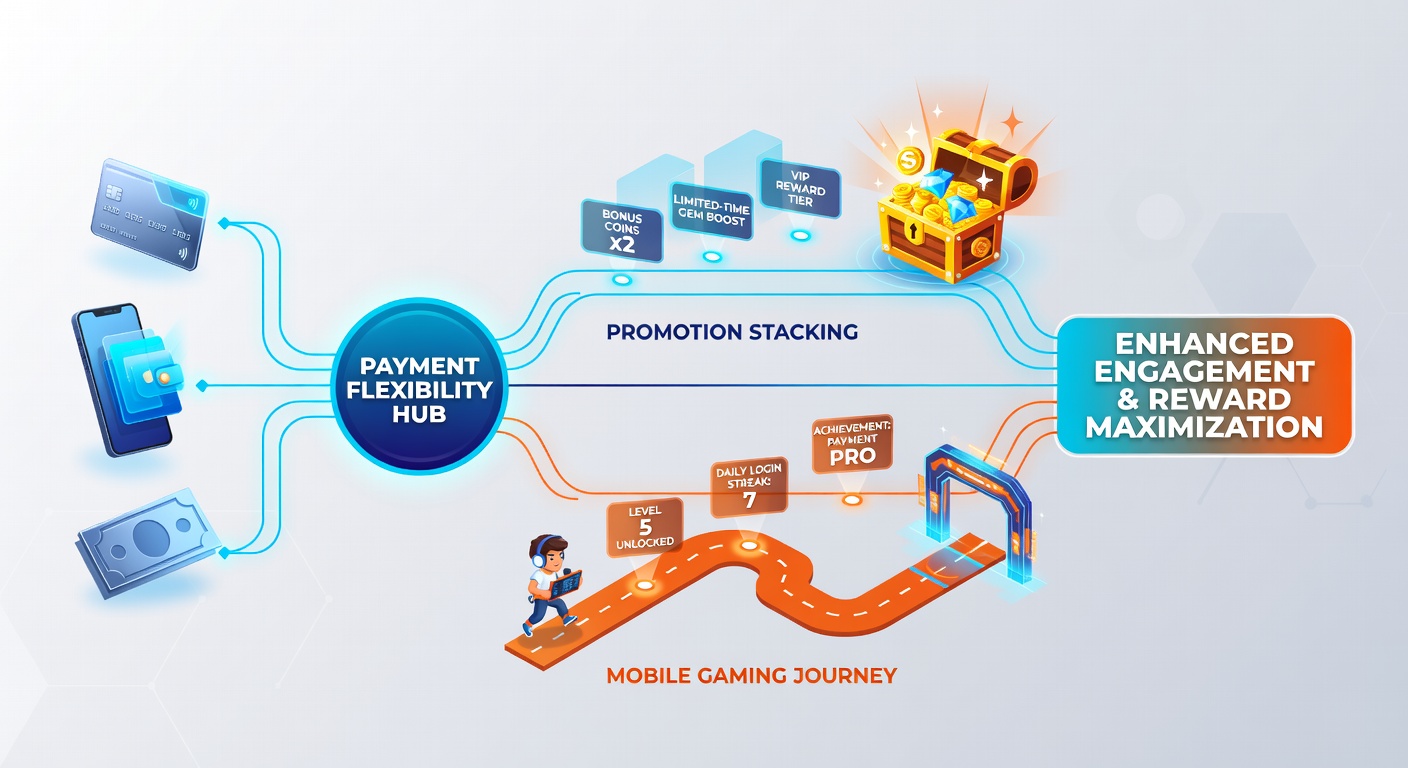 Player journey illustration depicting promotion stacking from sports betting into casino floors via mobile payments