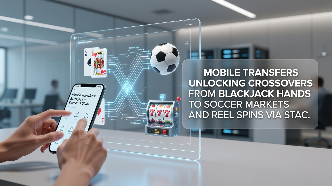 Diagram illustrating stacked bonus flow from mobile deposit through blackjack, soccer bets, and slot reels